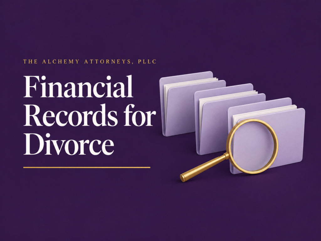 Financial Records for Divorce illustration for The Alchemy Attorneys, PLLC